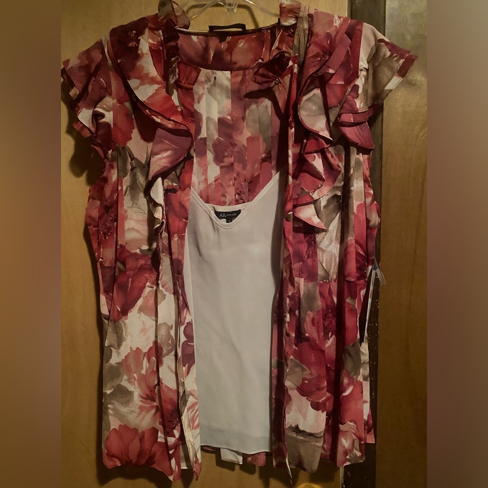Anne Klein 2 Pc Floral Blouse Size XL